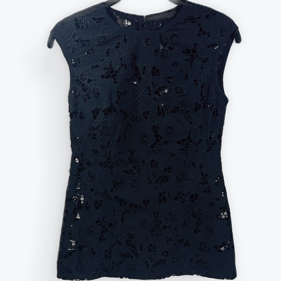 Shoshanna Chic Black Lace Structured Sleeveless Luxury Blouse Size 2